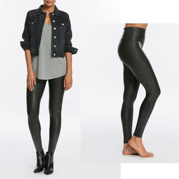 SPANX Pants - Spanx Faux Leather Leggings Black Women's Med NWT